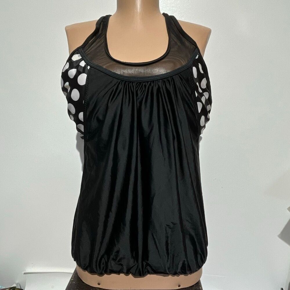 Avidlove Women's Black White Polka Dot Sleeveless Tankini Tank Top Size‎ XL